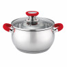 Oala Oliver Voltz OV51210N28, 28 cm, 10.45 L, Inductie, Manere din silicon, Inox/Roşu