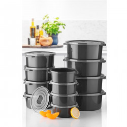 Set cutii depozitare Kosova 639OKK1118, 12 buc, Fara BPA, Plastic, Negru