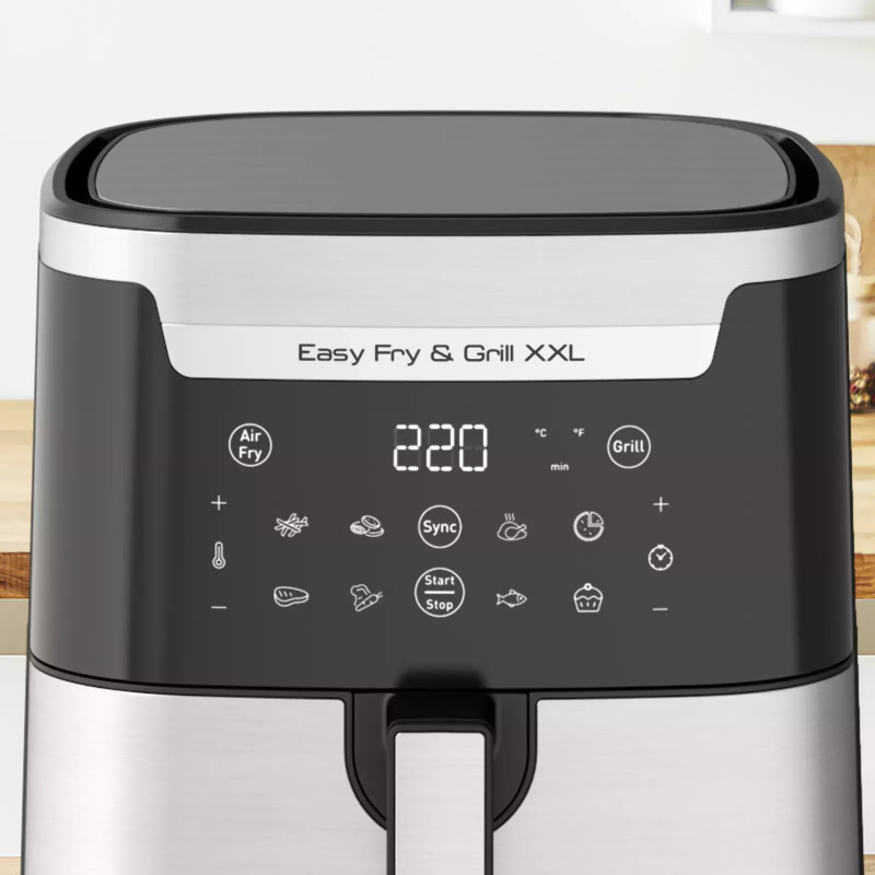 Friteuza Tefal EY801D15 Easy Fry & Grill XXL, 1830W, 6,5L, 8 programe, Fara fum, Inox