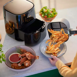 Friteuza cu aer cald Philips Airfryer Essential Collection compact digital, 4.1 L, 1400 W, Afisaj digital, 7 setari presetate, Negru