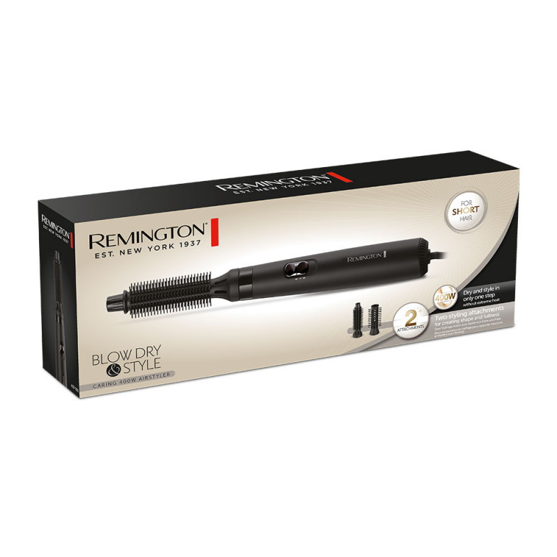 Perie pentru uscarea/coafarea parului Remington AS7100, 400W, 2in1, Cablu rotativ, Negru