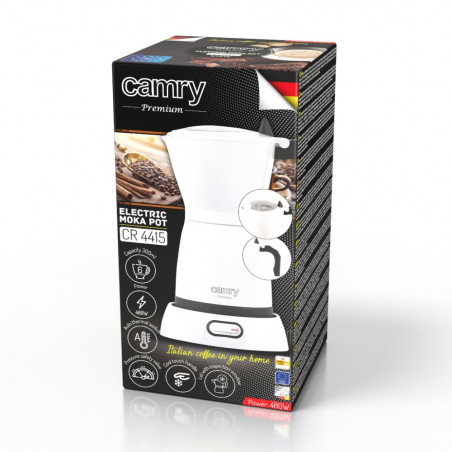 Cafetiera electrica Camry CR 4415W, 480 W, 300 ml, 6 cesti, Oprire automata, Alb