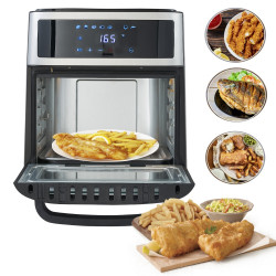 Friteuza/cuptor cu aer cald Air Fryer Adler AD 6309, 2500W, 13 L, 8 programe, Start intarziat, Inox/Negru