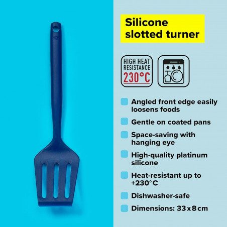 Spatula Tasty 678200, Margine frontala inclinata, Maner moale, 33 cm, Silicon, Albastru