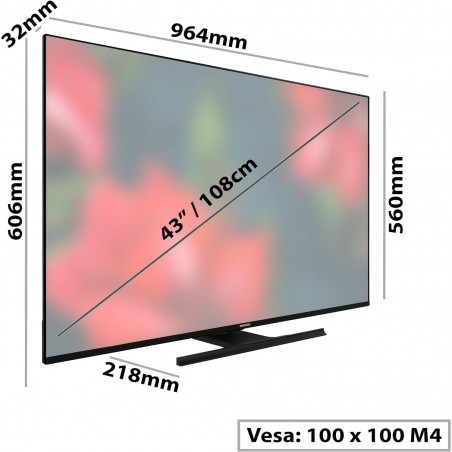 Televizor Daewoo D43DH55UQMS, televizor ANDROID, 3840x2160 UHD-4K, QLED, 43 inch, 106 cm, negru