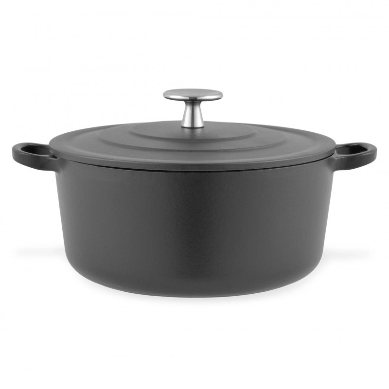 Oala din fonta Royal van Kempen & Begeer CC006516-001, 3,3 l, 22 cm, Cuptor pana la 260 C, Inductie, Negru