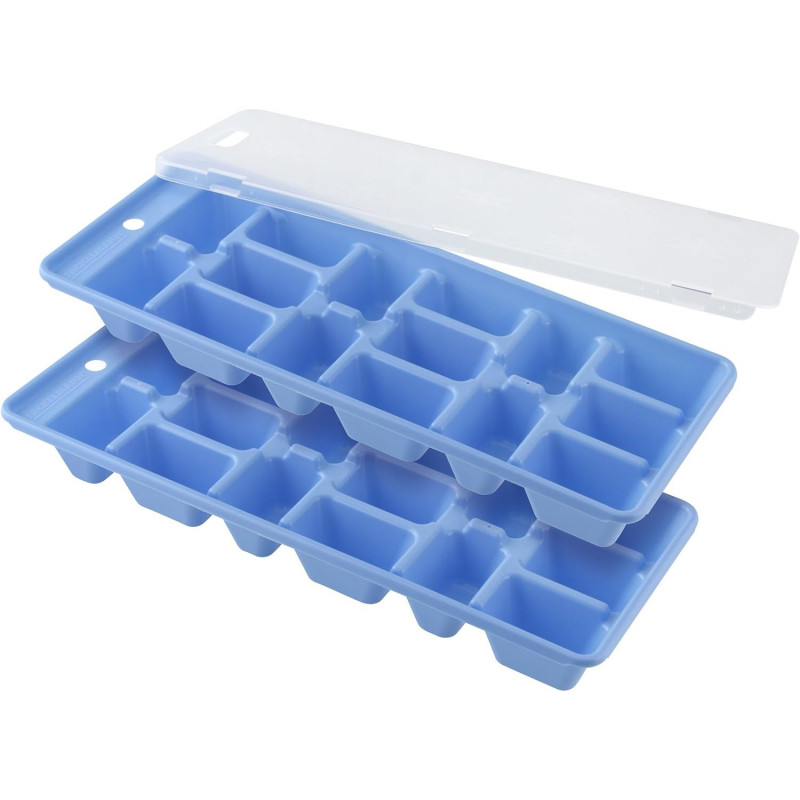 Forme pentru gheata Fackelmann 49353, 2 buc, Cu capac, 25x10 cm, Plastic, Albastru