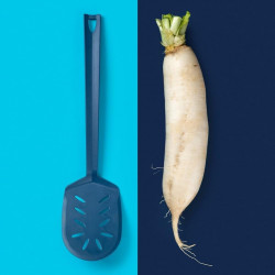 Spatula Tasty 678130, 36x9 cm, Potrivita pentru ustensile cu invelis antiaderent, Rezistenta la caldura, Margine tesita pentru intoarcere usoara, Albastru