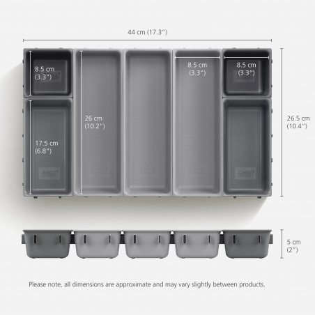 Organizator de tacamuri Joseph Joseph 85199, 7 compartimente, Design modular, Gri