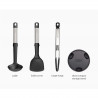 Set ustensile de gatit Joseph Joseph Elevate 10569, 3 piese, Suport, Negru/inox