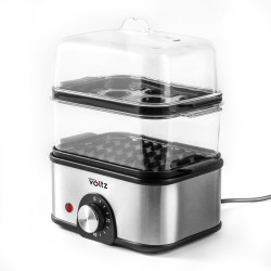 Aparat pentru gatit oua si legume Oliver Voltz OV51982B, 400W, 8 oua, Timer, Protectie la supraincalzire, Negru/Inox