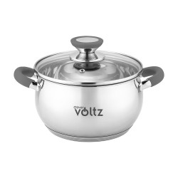 Oala Oliver Voltz OV51210N18, 18 cm, 2,5 l, Inductie, Manere din silicon gri, Inox/Gri