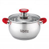 Oala Oliver Voltz OV51210N20, 20 cm, 3,5 l, Inductie, Manere silicon rosii, Inox/Roşu