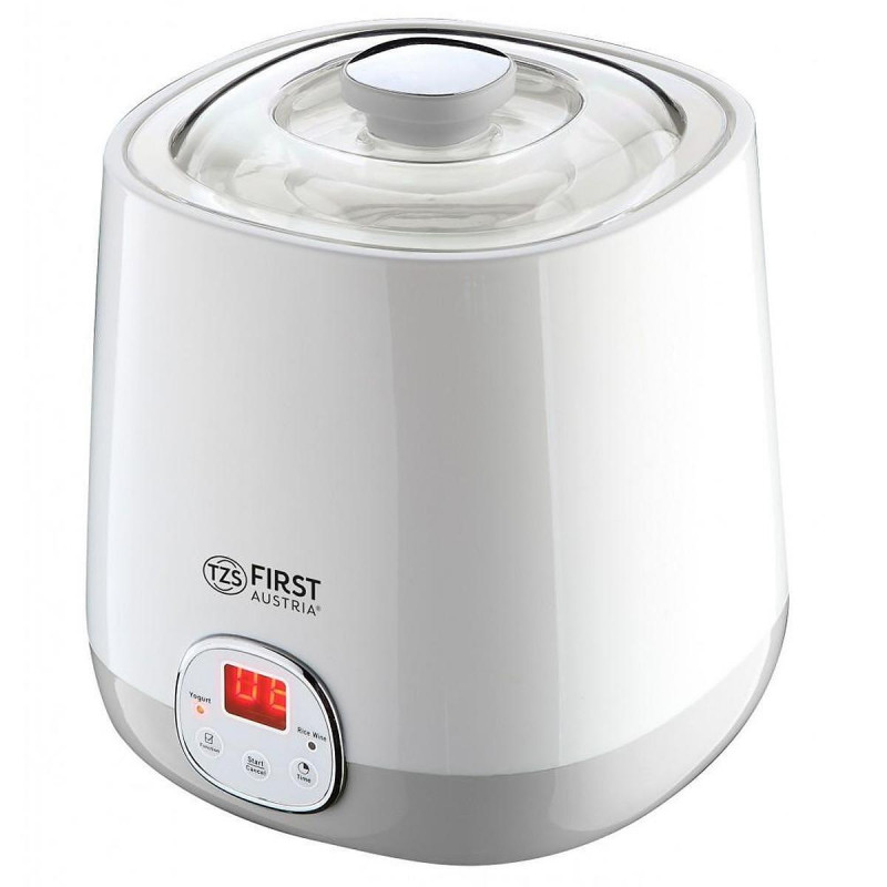 Aparat de iaurt First Austria FA-5120-1, 1 l, 20 W, 1 borcan, Afișaj LCD, Temporizator, Alb