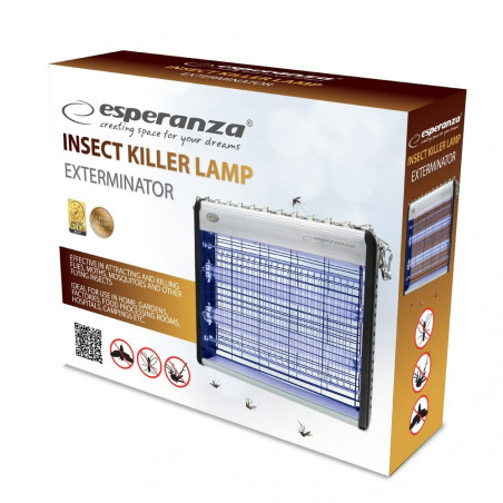 Lampa de tantari Esperanza EHQ003, Lumina UVA, 12 W, Pana la 50 m², 1600 V, 120 cm cablu, Alb