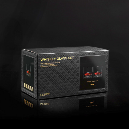 Set pahare pentru whisky LIITON L20500 Denali, Cristal, 270 ml, 2 buc, Fund 3D Everest, Transparent