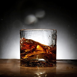 Set pahare pentru whisky LIITON L10200 Denali, Cristal, 270 ml, 4 buc, Fund 3D Everest, Transparent