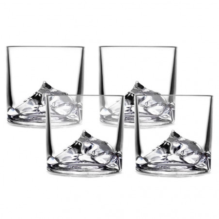 Set pahare pentru whisky LIITON L10200 Denali, Cristal, 270 ml, 4 buc, Fund 3D Everest, Transparent