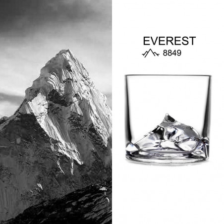 Set pahare pentru whisky LIITON L10200 Denali, Cristal, 270 ml, 4 buc, Fund 3D Everest, Transparent