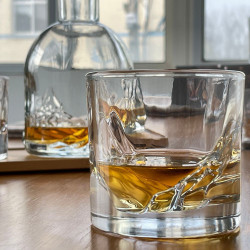 Set pahare pentru whisky LIITON L33144 Denali, Cristal, 300 ml, 2 buc, Fund 3D Grand Canyon, Transparent