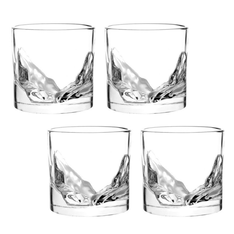 Set pahare pentru whisky LIITON L10100 Denali, Cristal, 300 ml, 4 buc, Fund 3D Grand Canyon, Transparent