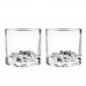 Set pahare pentru whisky LIITON L60100, Cristal, 280 ml, 2 buc, Fund 3D varf Mont Blanc, Transparent