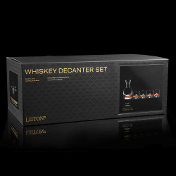 Set pahare si sticla pentru whisky LIITON L10300, Cristal, 1 L, 270 ml, 5 buc, Fund 3D Everest, Transparent