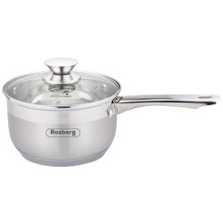 Cratita cu capac Rosberg R51210H16K, 16 cm, 1,9 l, Capac din sticla, Otel inoxidabil, Inox