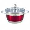 Oala cu capac din sticla Bohmann BH 1818-26RD, 26 cm, 7,1 l, Otel inoxidabil, Inductie, Inox/Rosu