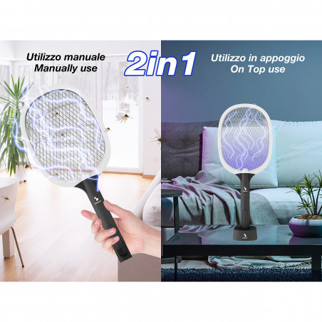 Capcana electrica pentru insecte Beper P206ZAN250, 2W, Incarcare USB, Suport,  Iluminare LED, Alb