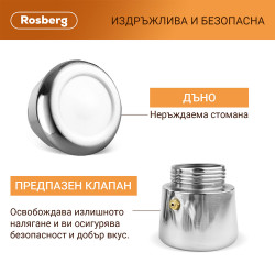 Aparat de cafea cubanez Rosberg R51173F9, 9 boluri, Inox