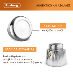 Aparat de cafea cubanez Rosberg R51173F9, 9 boluri, Inox