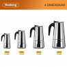 Cafetiera moka Rosberg R51173F4, 4 cesti, Inox