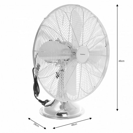 Ventilator de masa Klausberg KB 7538, 40 cm, 55 W, Otel inoxidabil, Oscilatie, 3 viteze, Inox