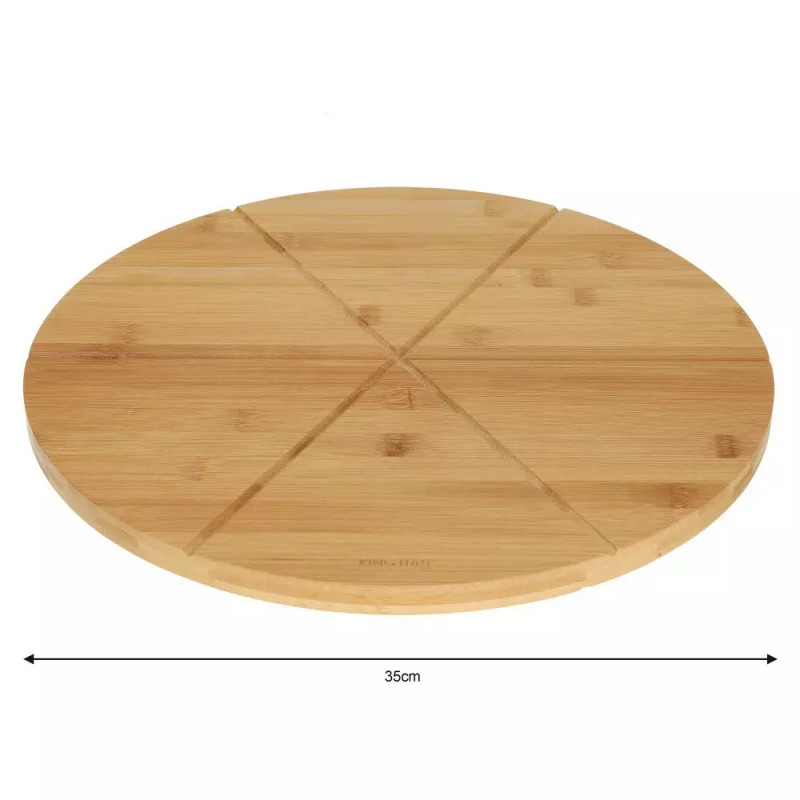 Platou taiere pizza Kinghoff KH 1565, 35 cm, Divizare 6 bucati, Bambus