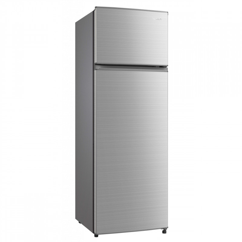 Frigider cu congelator Tesla RD2400MS, 235 L, LED lumina, Clasa F, 159 cm, Inox