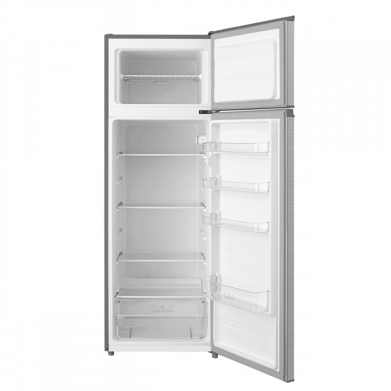 Frigider cu congelator Tesla RD2400MS, 235 L, LED lumina, Clasa F, 159 cm, Inox