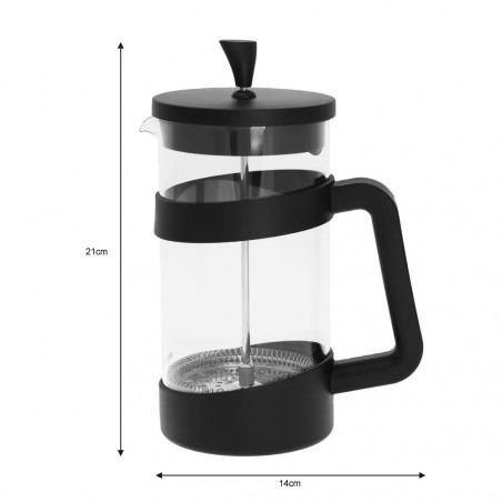 Presa de cafea franceza Kinghoff KH 1399, 1 l, Bol de sticla, Negru