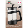 Presa de cafea franceza Kinghoff KH 1399, 1 l, Bol de sticla, Negru