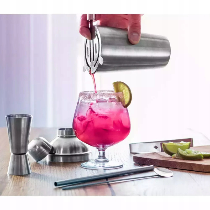 Set shakere si accesorii pentru cocktail Kinghoff KH 1708, 9 buc, 600/750 ml, Inox