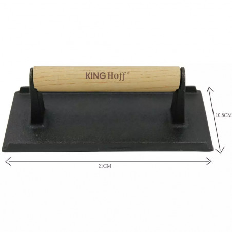 Presa pentru carne Kinghoff KH 1758, 21x10.8 cm, Fonta, Maner lemn, Negru