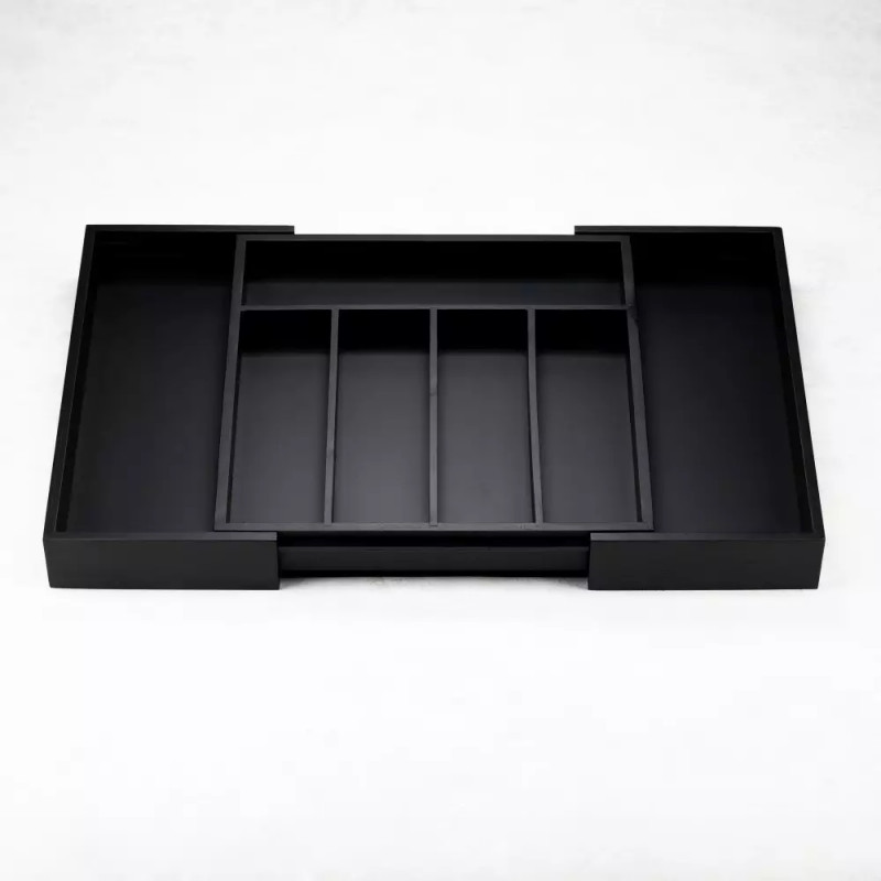 Organizator tacamuri din bambus Kinghoff KH 1745, 100% bambus, Constructie durabila, Negru