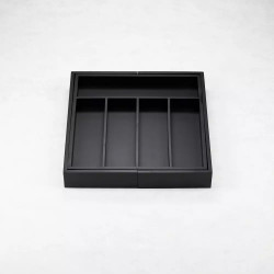 Organizator tacamuri din bambus Kinghoff KH 1745, 100% bambus, Constructie durabila, Negru