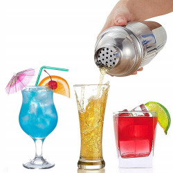 Set pentru cocktail Kinghoff KH 1389, 4 piese, Pahar masurare, Cleste, Inox