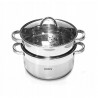 Oale pentru gatire cu aburi Klausberg KB 7144, 24 cm, 5 litri, 3 piese, Fund gros, Inox