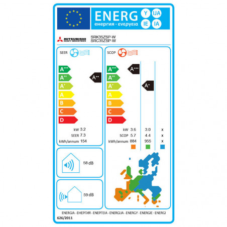 Aparat de aer conditionat inverter Mitsubishi Heavy Industries SRK / SRC 35 ZSP-W, 12000 BTU, A+/A++, Pana la 22 m², Autocuratare, Modul Sleep, Alb