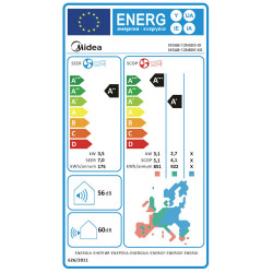 Aparat de aer conditionat inverter Midea Aurora MSAB-12NXD0-XI/MSAB-12N8D0-XO, 12000 BTU, A++, Pana la 25 m², Wi-Fi, Incalzitor unitate exterioara, Golden Fin, Wi-Fi, Alb