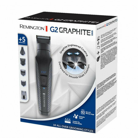 Trimmer combinat Remington PG2000 G2 Graphite, Auto-ascutire, Invelis grafit, Autonomie 40 min, LED indicator, Negru