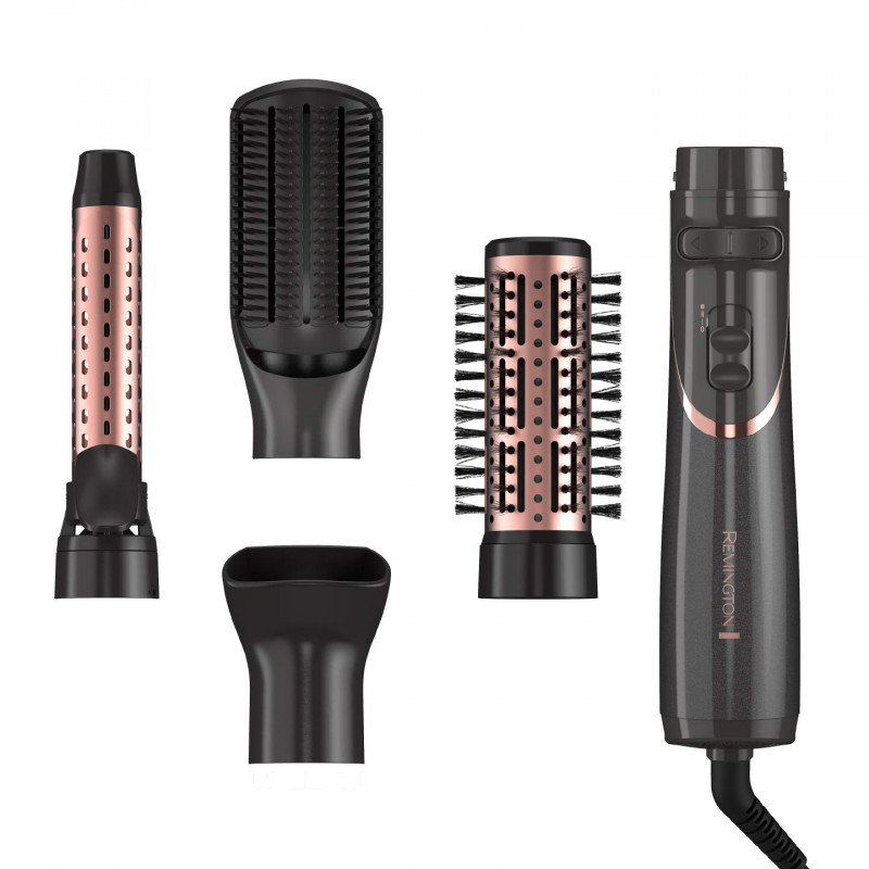 Perie pentru uscare si coafare Remington Curl and Straight Confidence AS8606, 800W, Cu strat ceramic, Ionizare, Cool Shot, Negru/roz