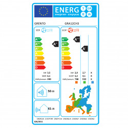 Aparat de aer conditionat cu invertor Grento GRA12CH3, 12000 BTU, A++/A+, Afișaj LED, Autocurățare, Wi-Fi, I Feel, Alb